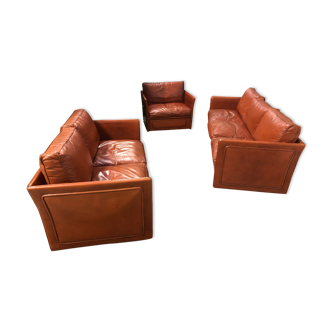 3-piece classic English leather lounge