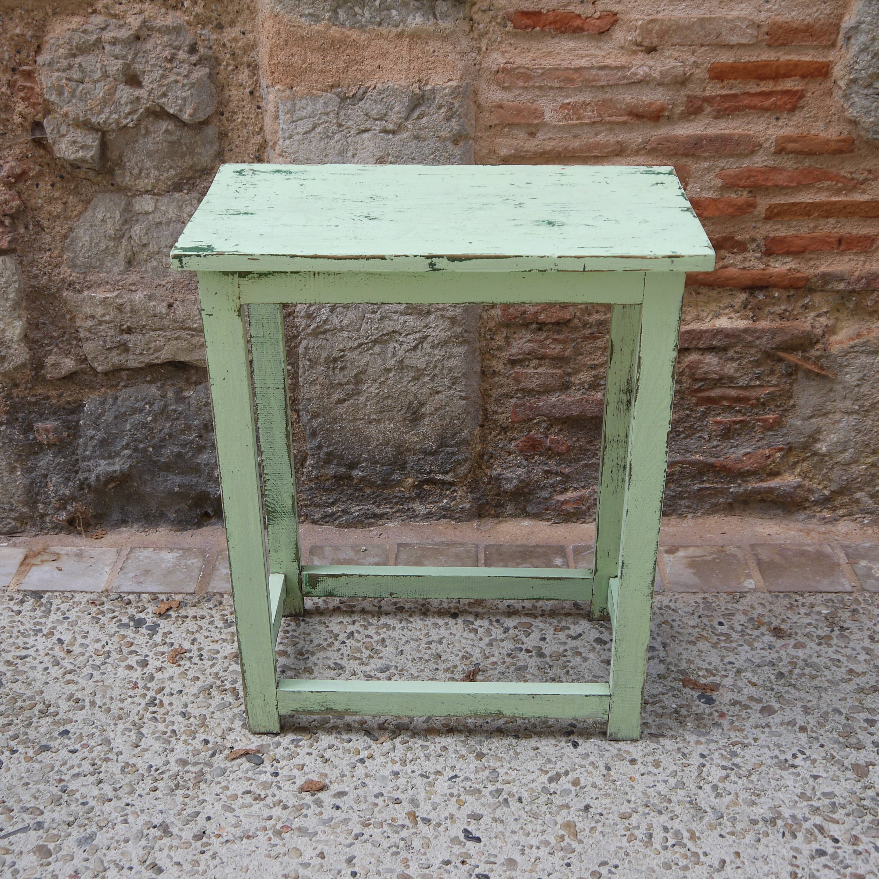 Console établi en bois patinée