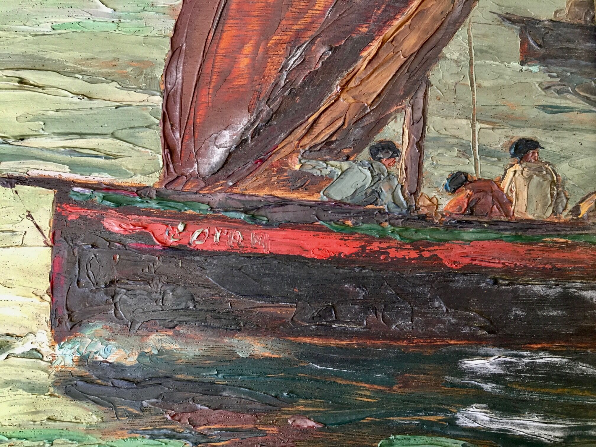 Tableau ancien marine - littoral breton - huile sur bois