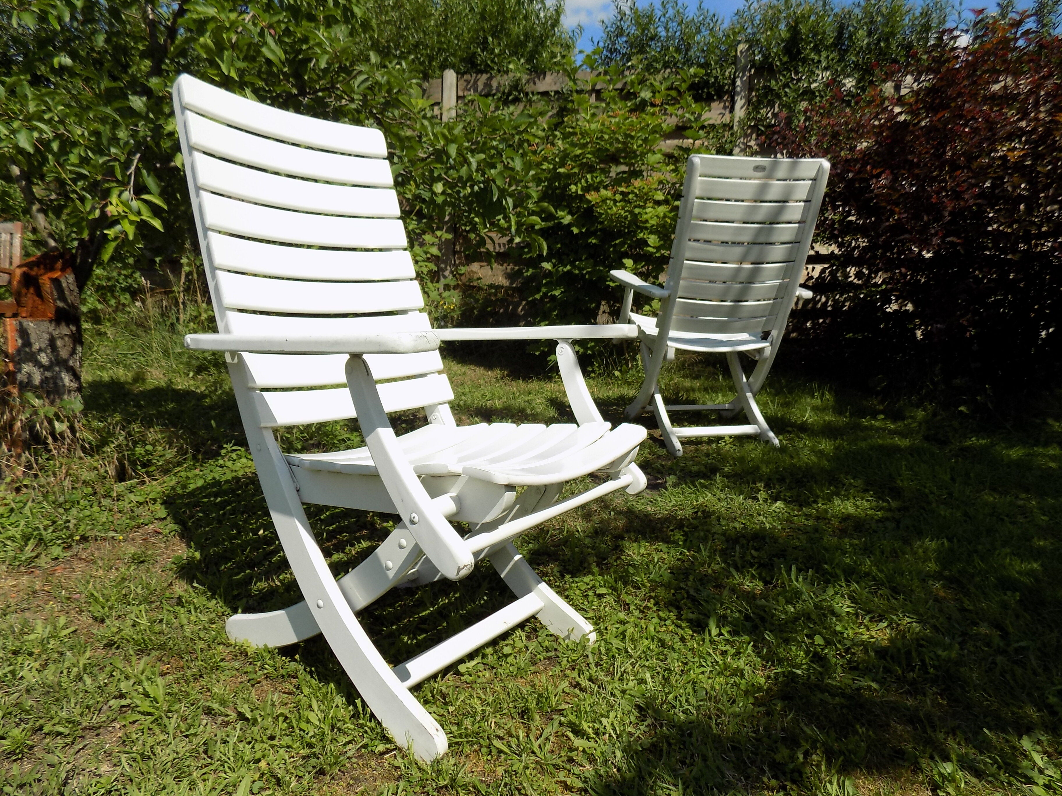 Chaises de jardin en bois années 80 Herlag