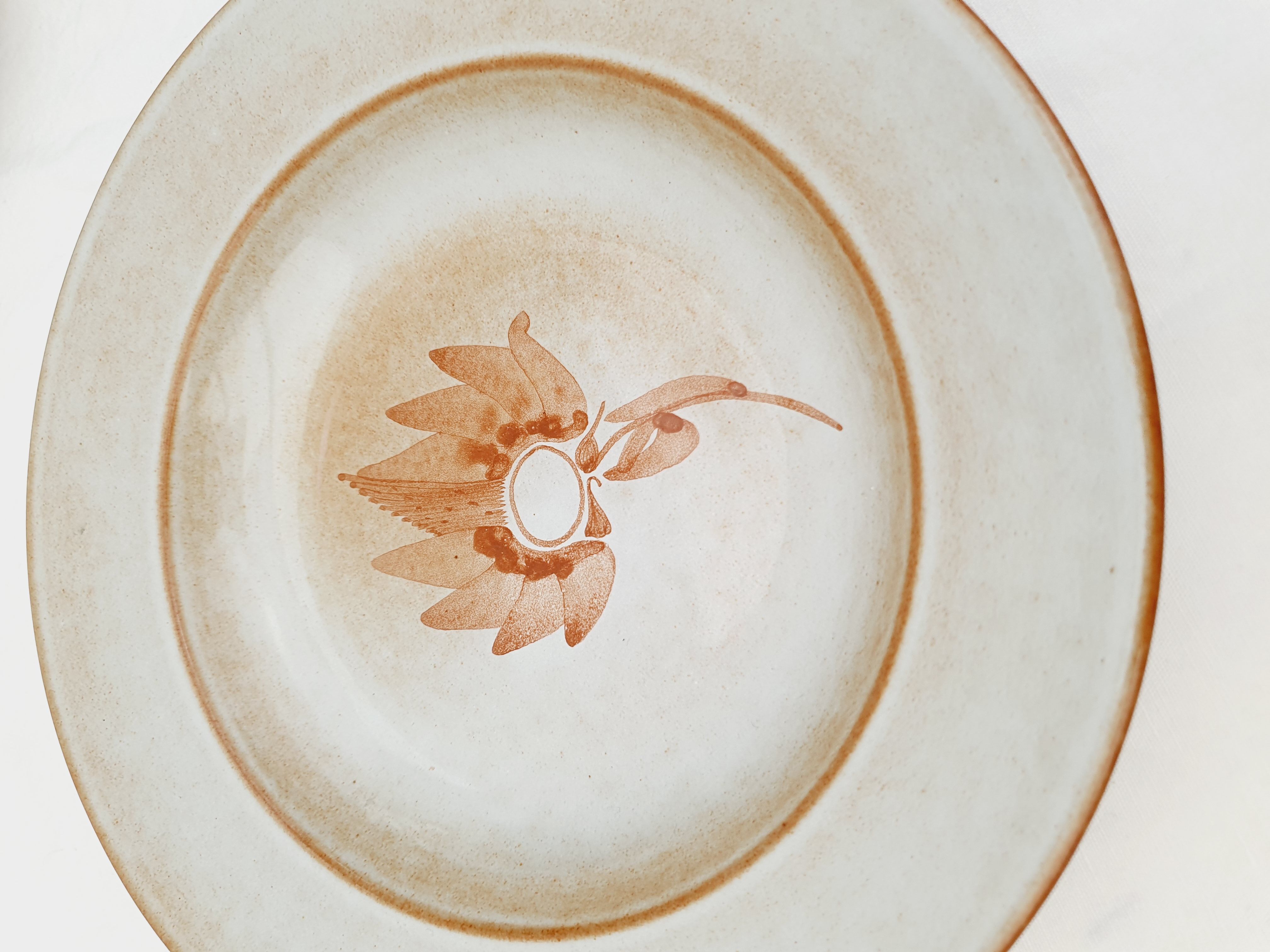 Series of 9 hollow plates pond sandstone