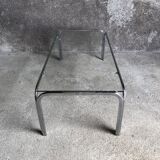 Coffee table with chrome legs and glass top, 1970