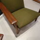 Pair of scandinavian armchairs in green fabric and teak