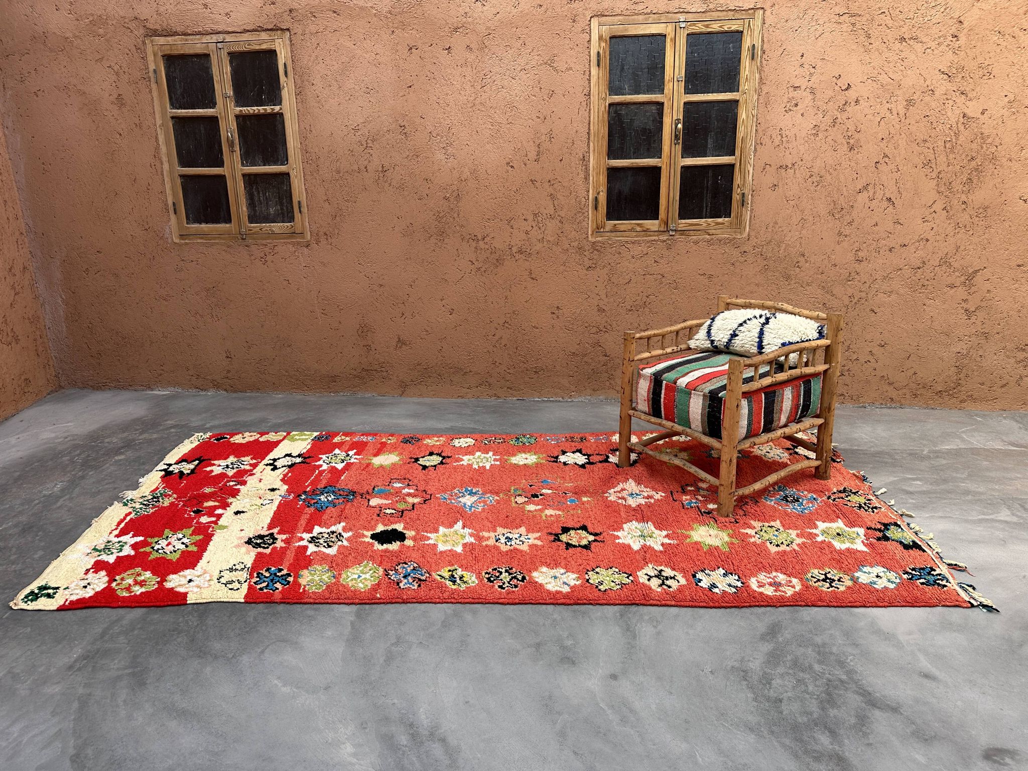 Tapis Marocain boujad orange - 173 x 350 cm