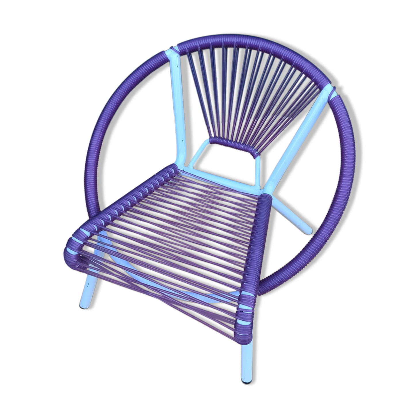 Children's armchair scoubidou purple white tube