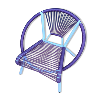 Children's armchair scoubidou purple white tube