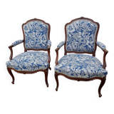 Pair of Louis XV style armchairs
