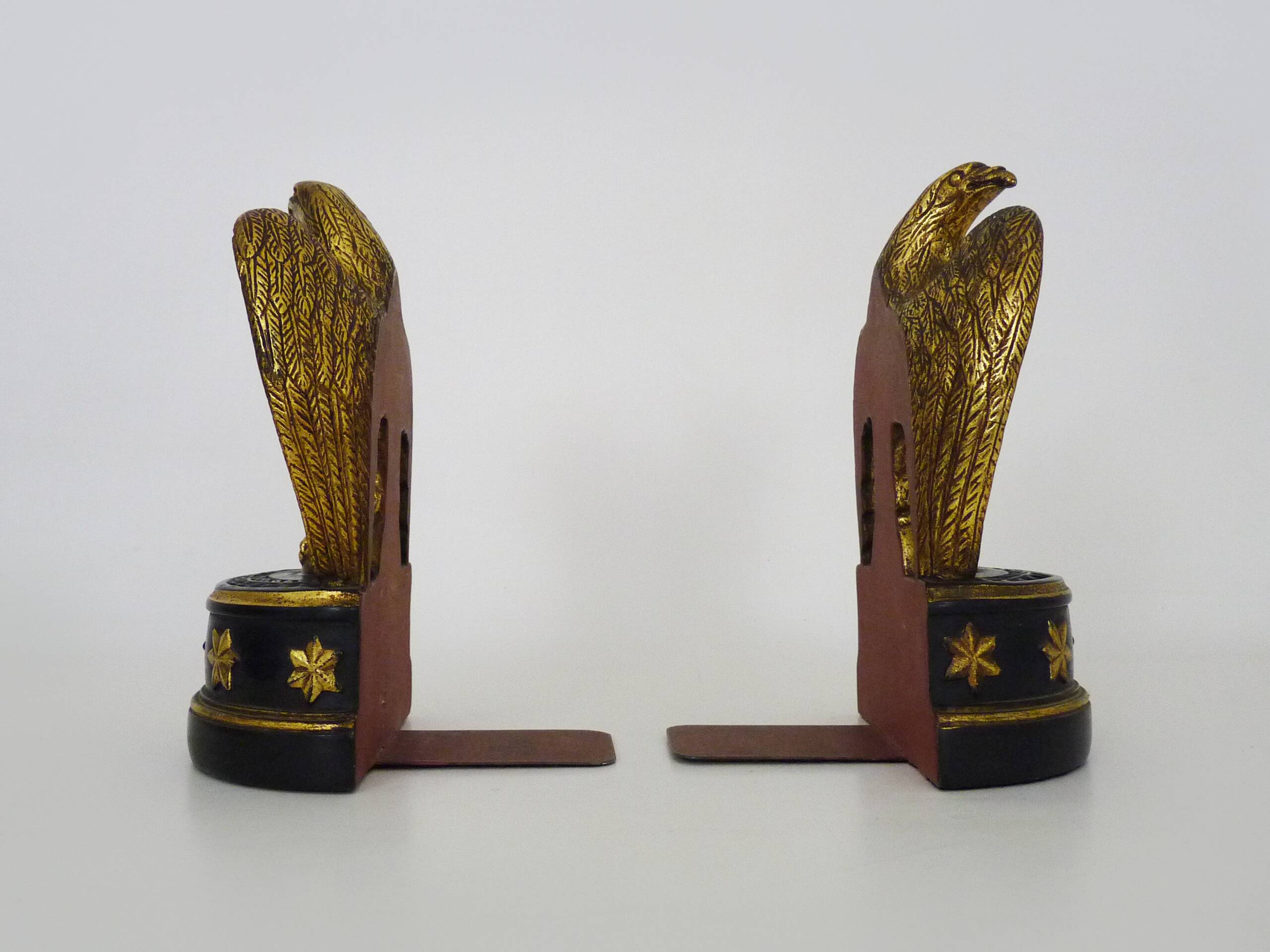 Pair of Hollywood Regency golden eagle bookends by Borghese. 60s