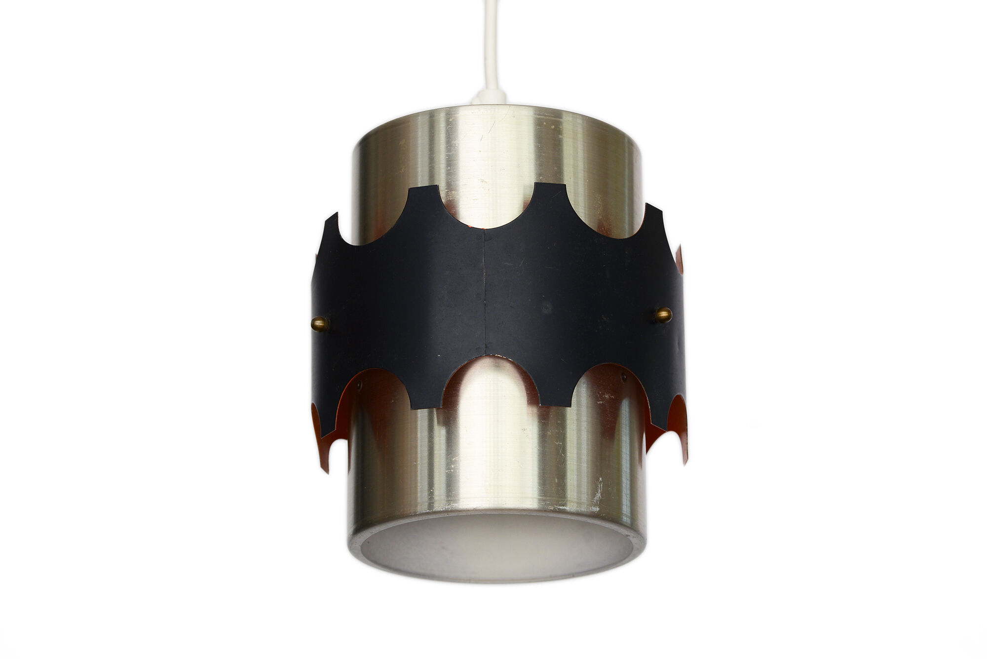 Brushed aluminum pendant light by Werner Schou for Coronell Electro. Denmark 1960s