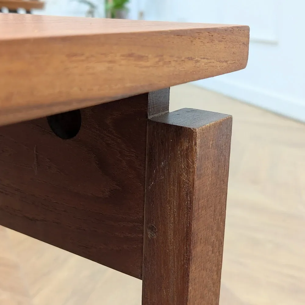 Table basse scandinave teck double plateau