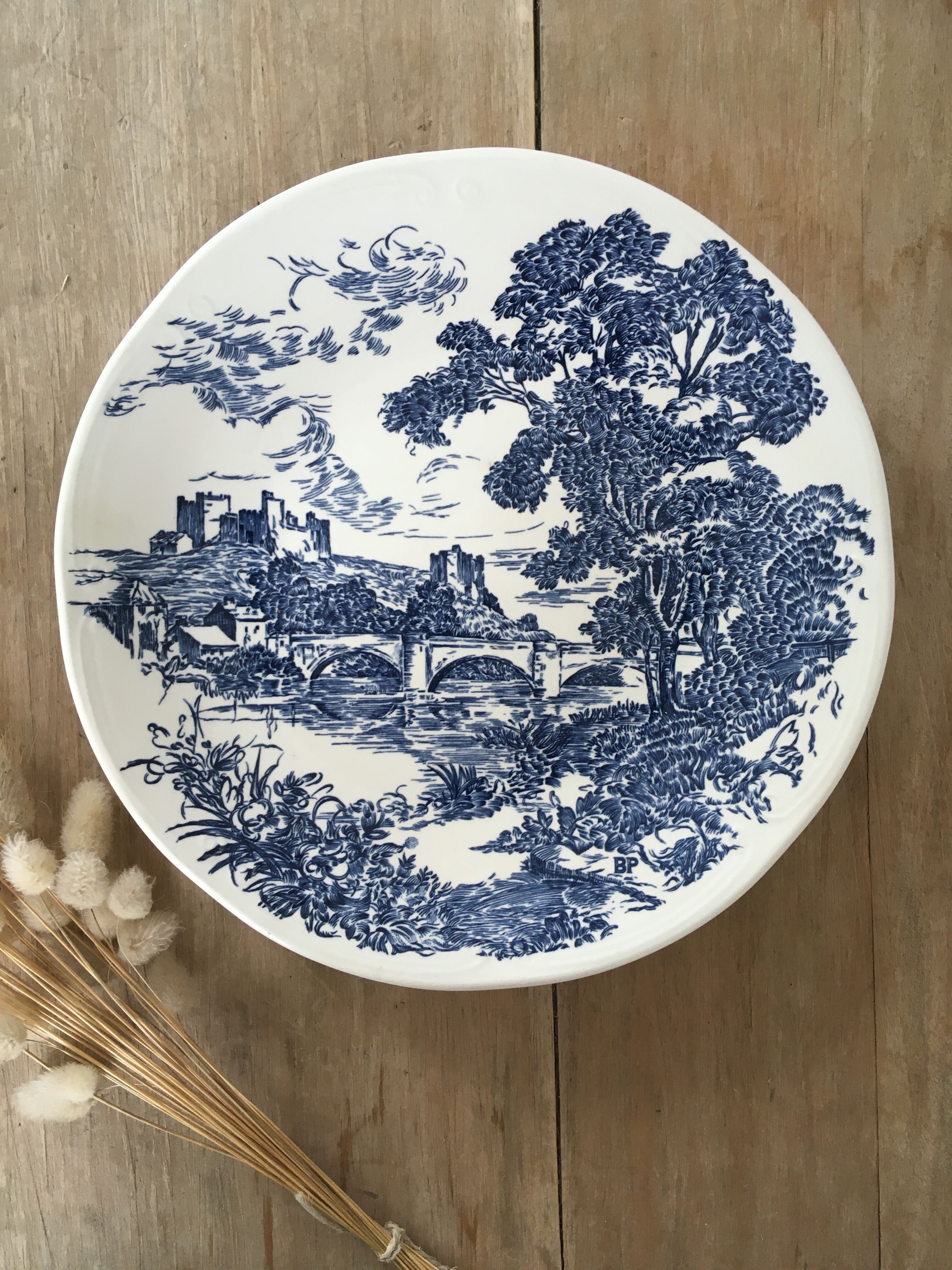 Blue & white mismatched flat plates