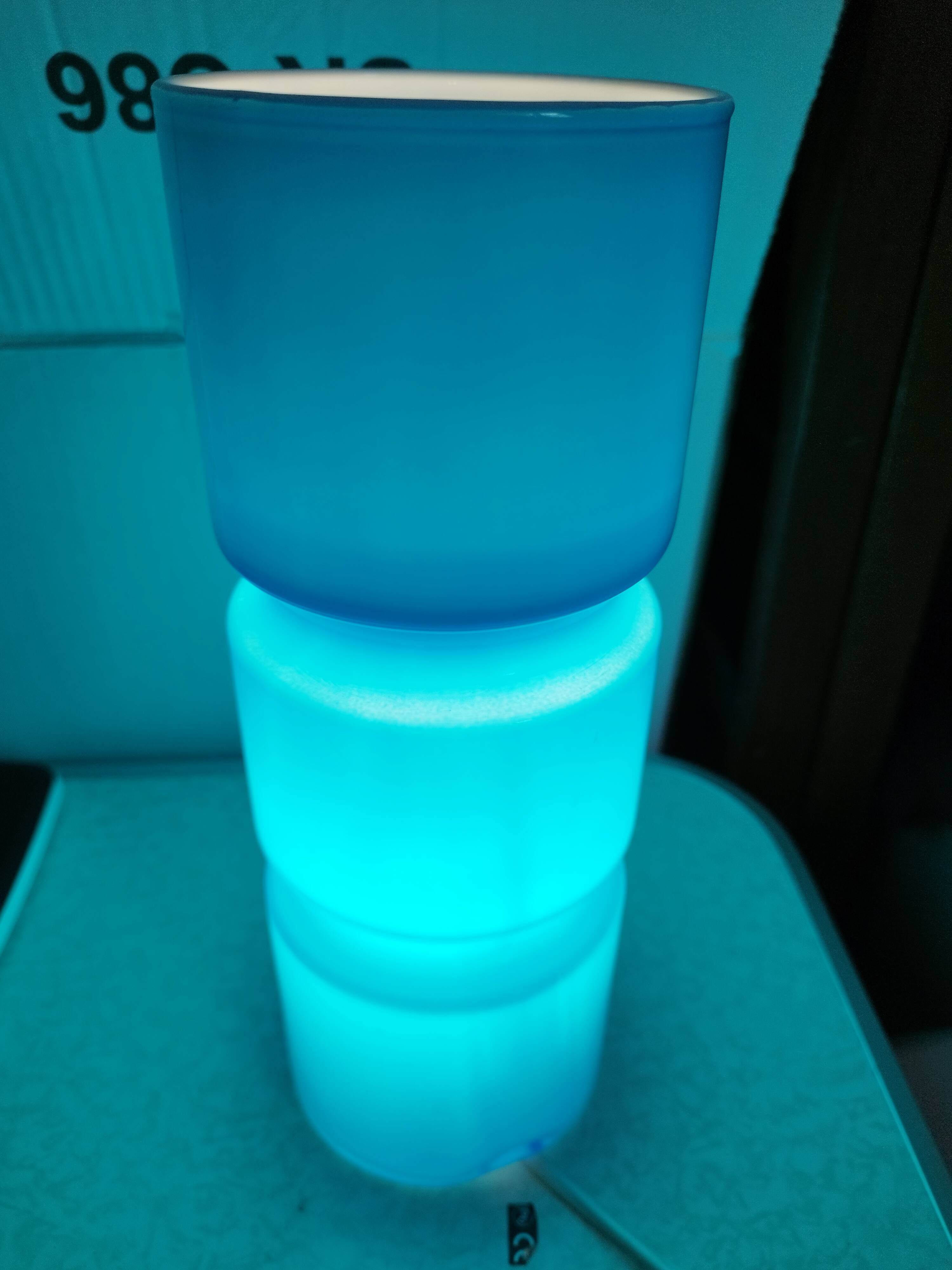 Vintage blue glass table lamp from the 90s, Habitat model.
