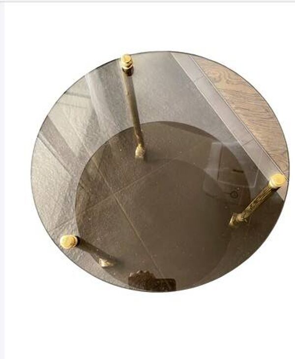 Table desserte laiton et verre-roulettes — style Art Déco