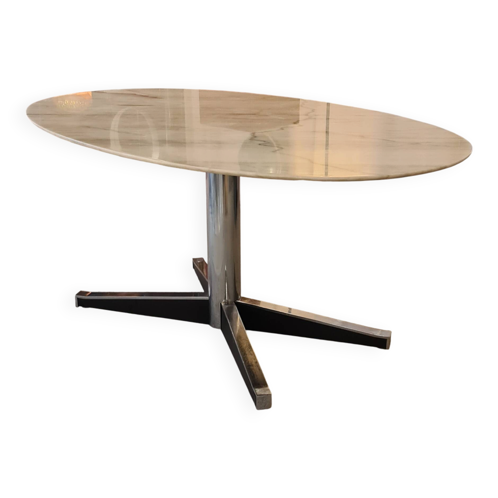Oval marble dining table from the 1970s.