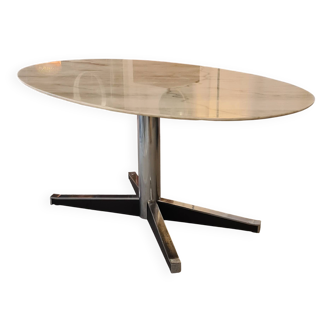 Oval marble dining table from the 1970s.