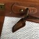 Vintage suitcase 1960 havana gold leather with bellows