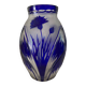 Cobalt blue double crystal vase signed G. Raspiller