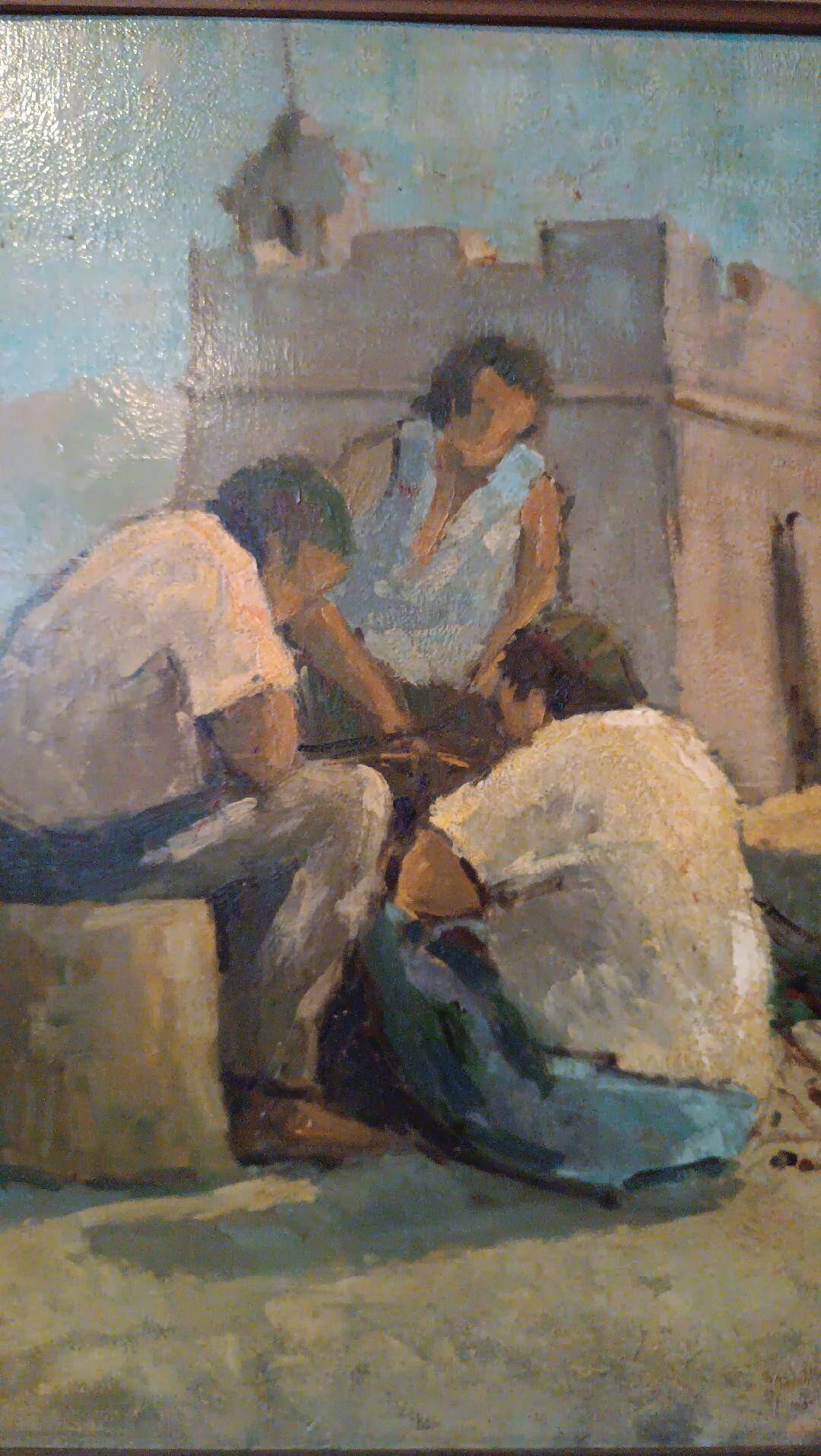 Peinture à l'huile sur figurines de table livourne première moitié du 20ème