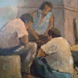 Peinture à l'huile sur figurines de table livourne première moitié du 20ème