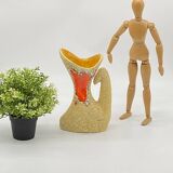 Fat lava vase / pitcher, Vallauris style, seafoam, vintage, 70's