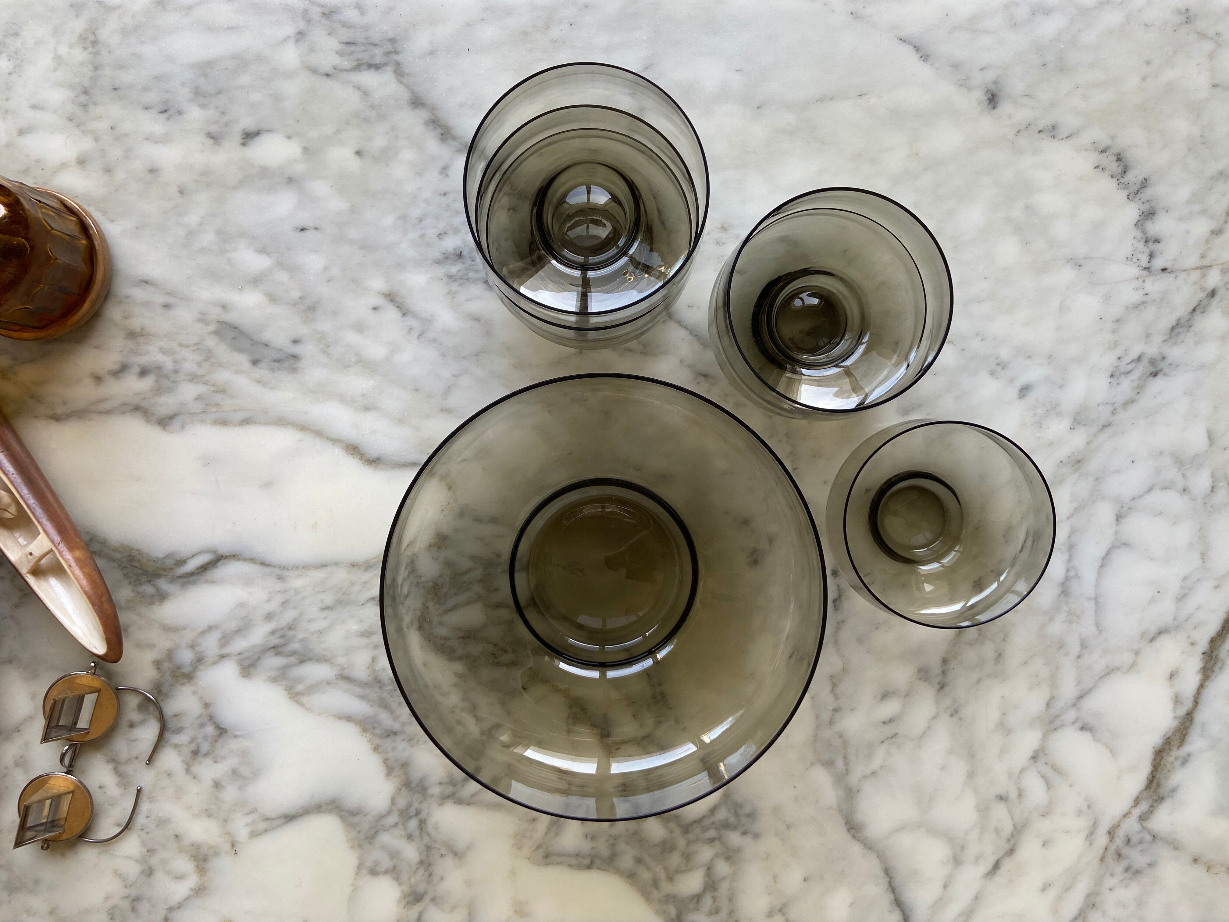 Smoked glass dessert service