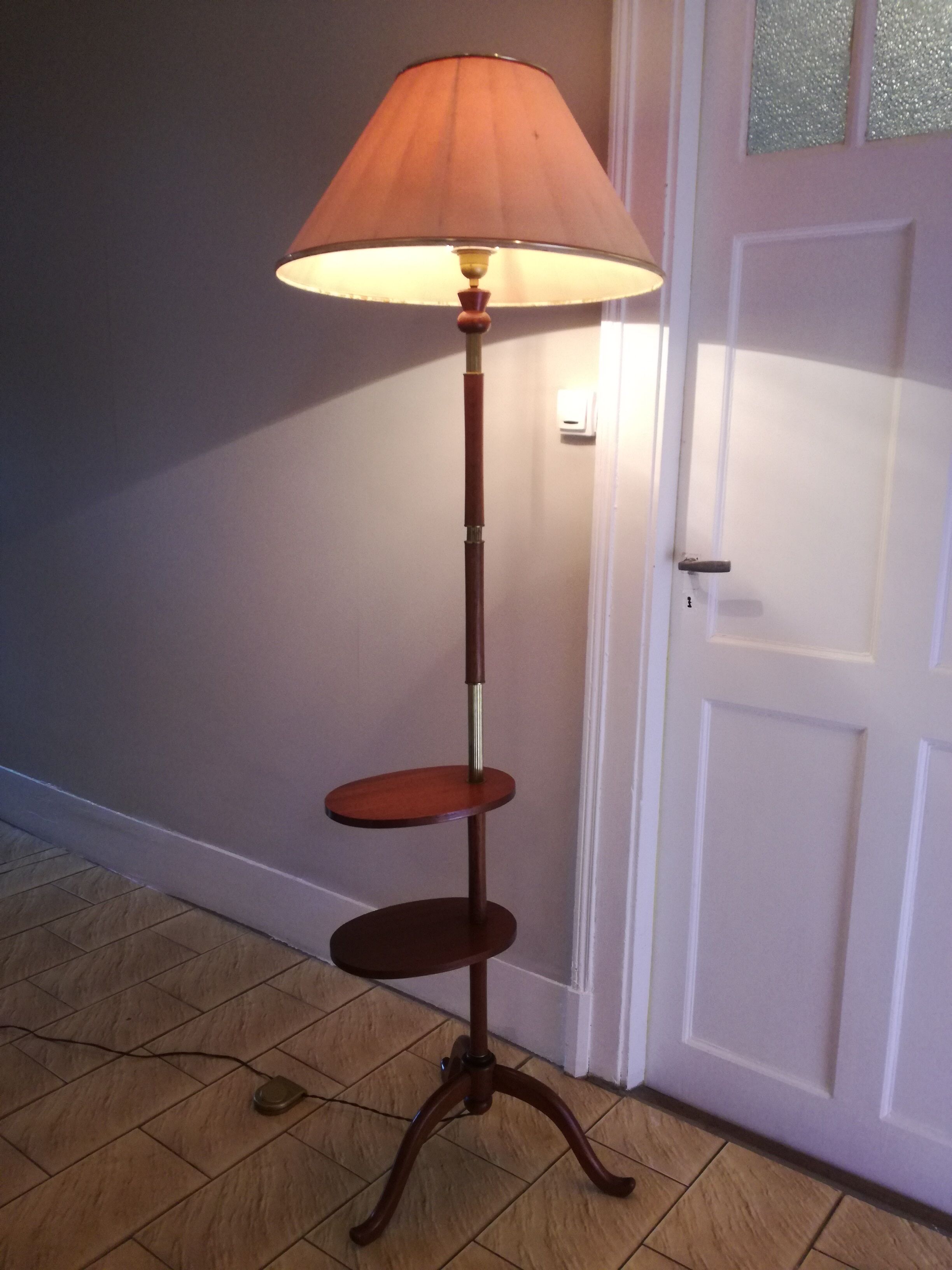 Wooden tripod floor lamp 1950