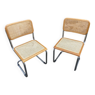 Set of 2 Cesca type seats by Marcel Breuer B32 Cantilever chair 1980s