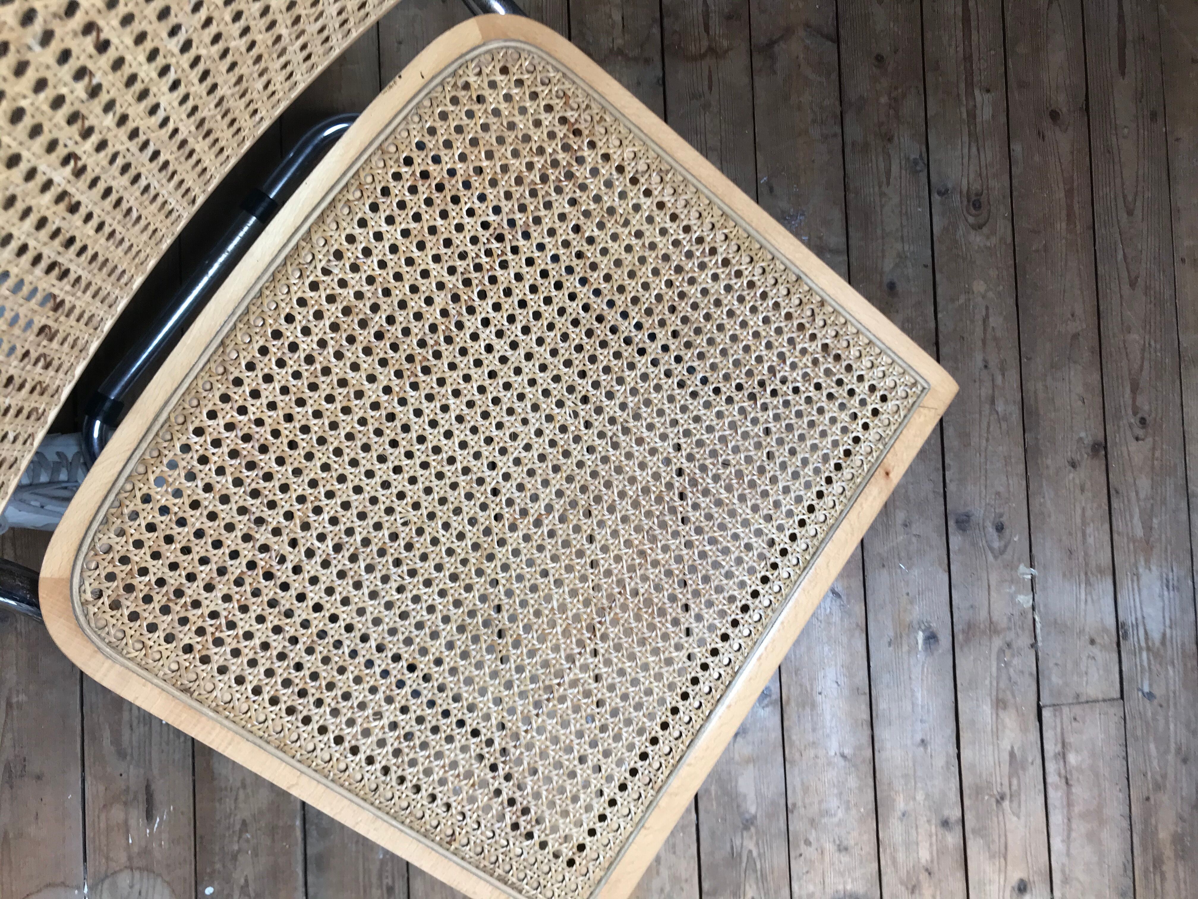 4 Chairs Beige Cesca B32 by Marcel Breuer