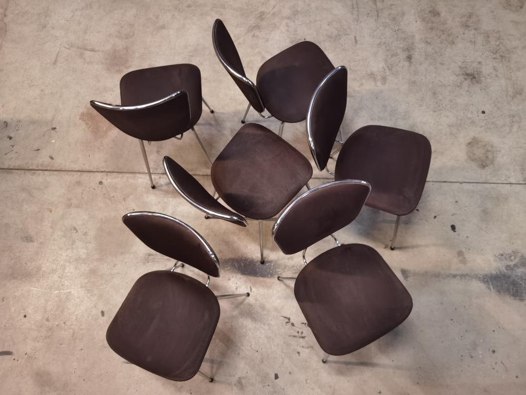 Set of 6 chairs in chrome and vinyl brand "le gal" 70