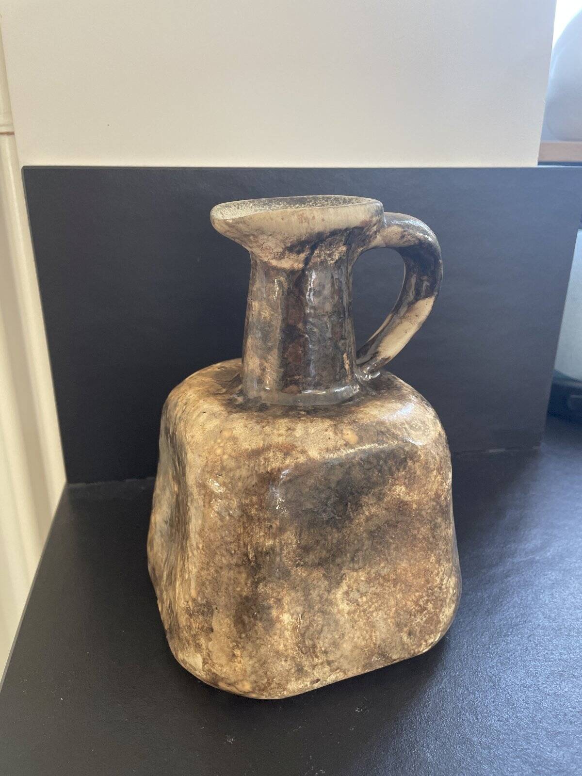 Brutalist brown terracotta pitcher vase