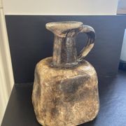 Vase pichet brutaliste marron en terre cuite