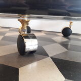 Bedside coffee table David Lange on wheels Plexiglass