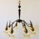 Atomic Age Design Brass and Glass Chandelier, 1950s