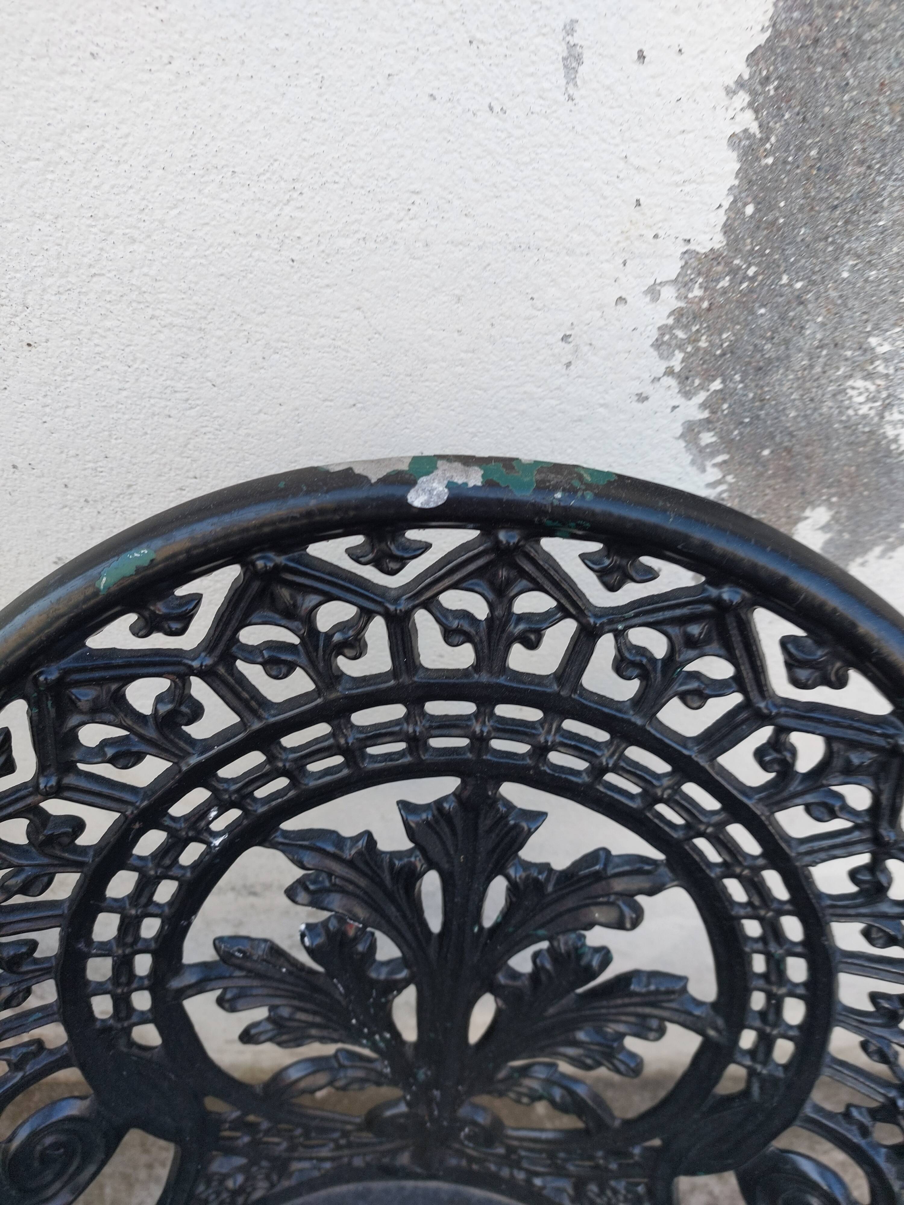 Series of 3 antique garden chairs