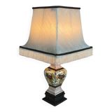 Lampe de salon en faïence façon craquelée décor fait main époque XXe