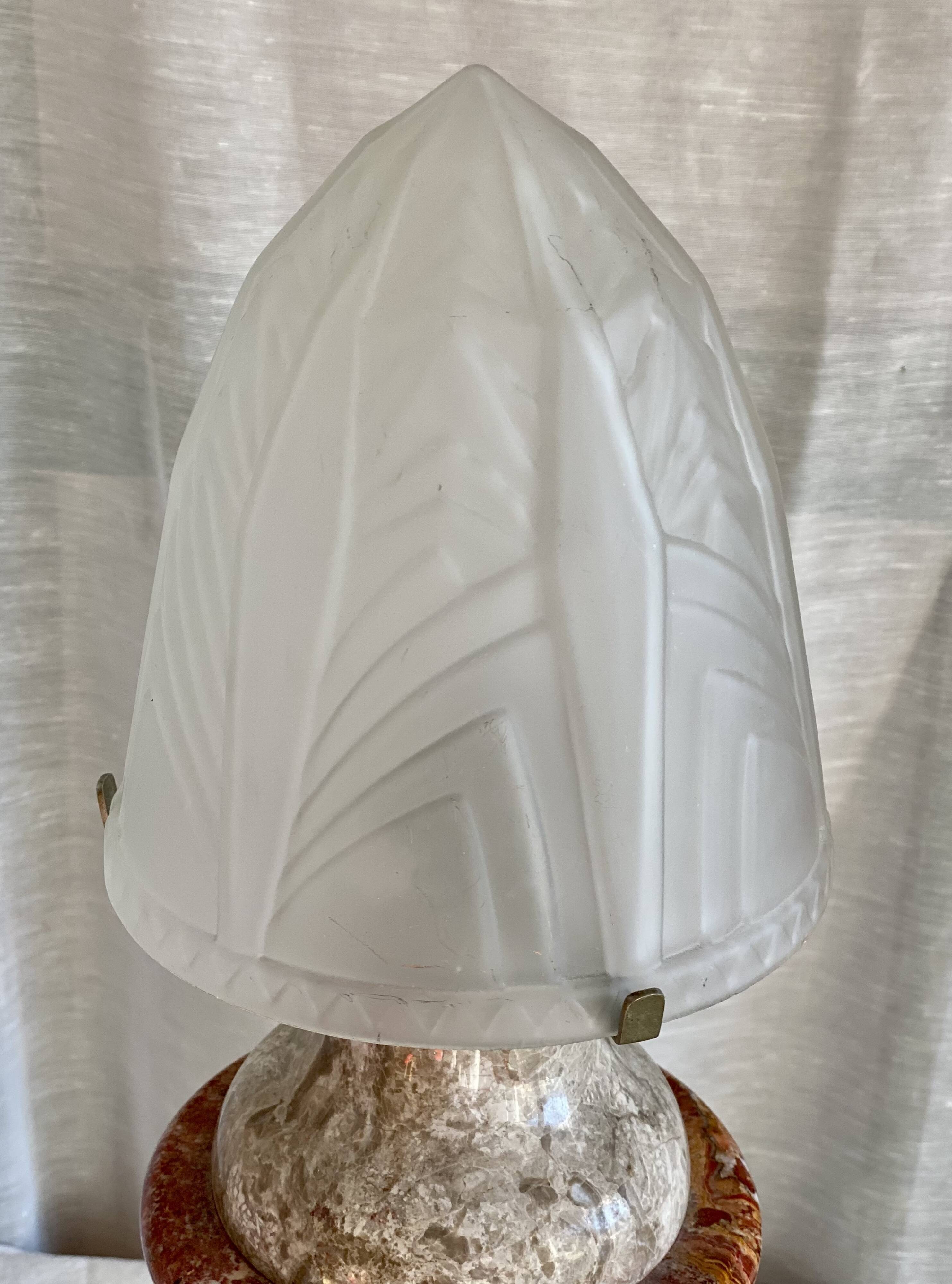 Art Deco marble and glass lamp, 1920s-30s
