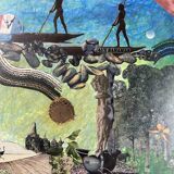 Very large framed surrealist collage by Alain Gaudet 1979