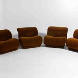 Modular sofa in rust brown velvet by Doimo, 1970s