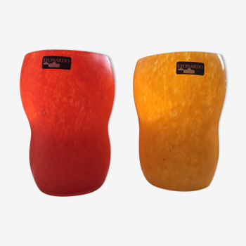 Série de deux vases Léonardo orange et jaune