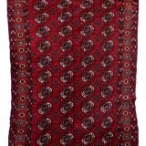 Tapis Vintage Tekke Turkmène Fait Main en Laine – Années 1960 – 126 x 188