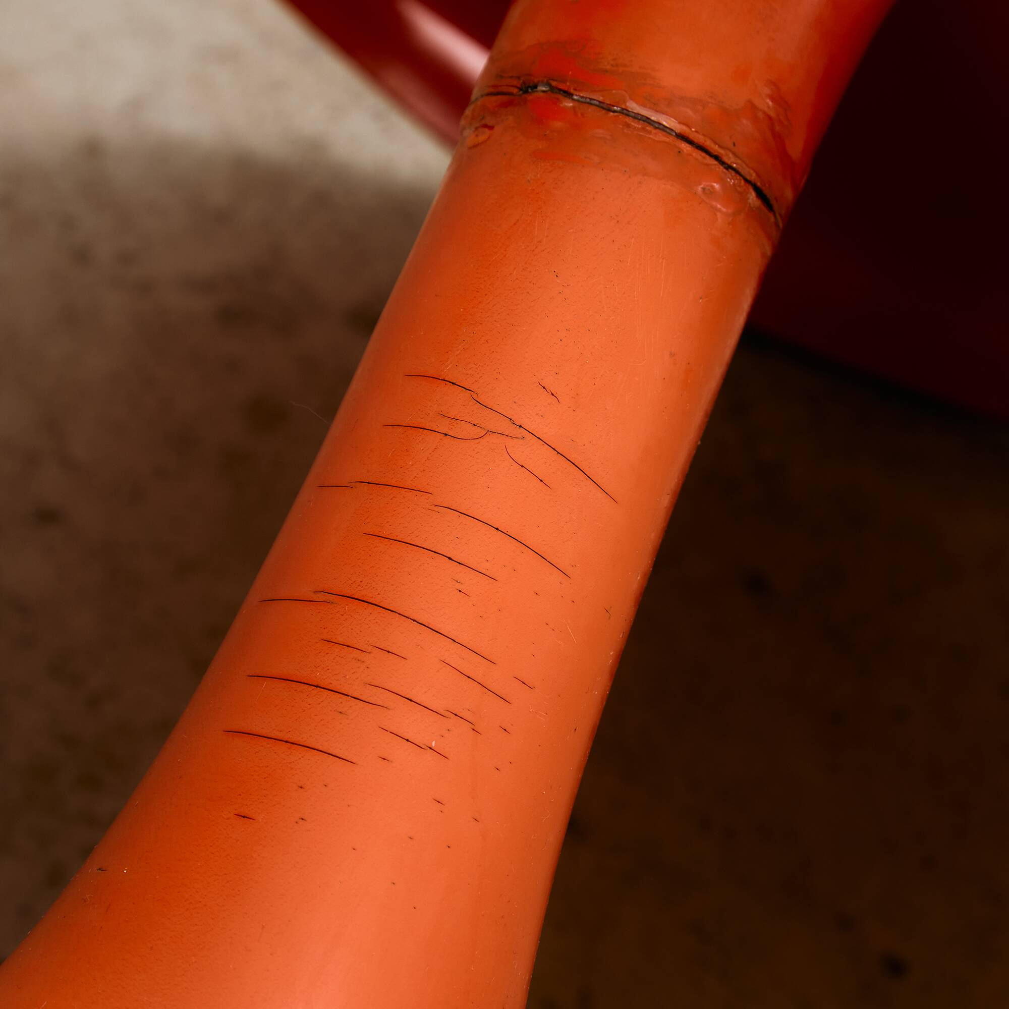 Set of Single-base Orange Molded Chairs, 1970s