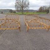 Old rattan bed pair