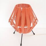 Tripod lamp in metal and red acrylic ribbon, 1950s-1960s