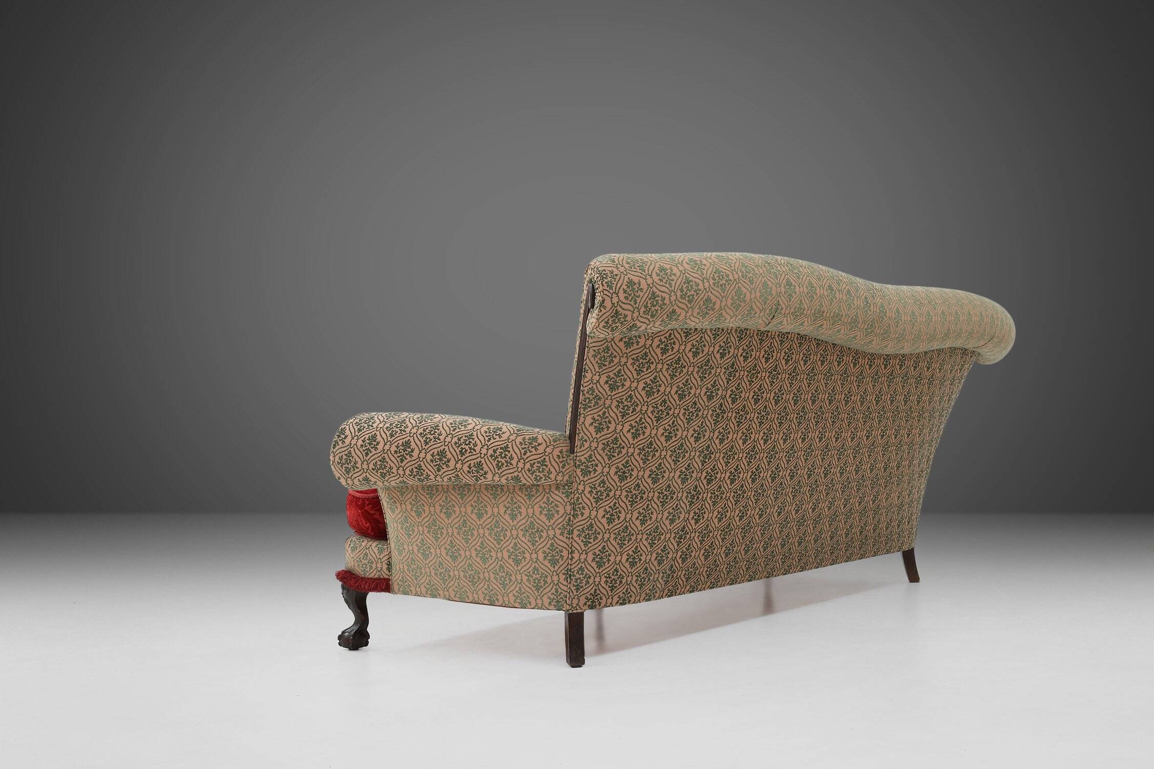 Large Victorian Sofa and Matching Ottoman, United Kingdom, 1890s