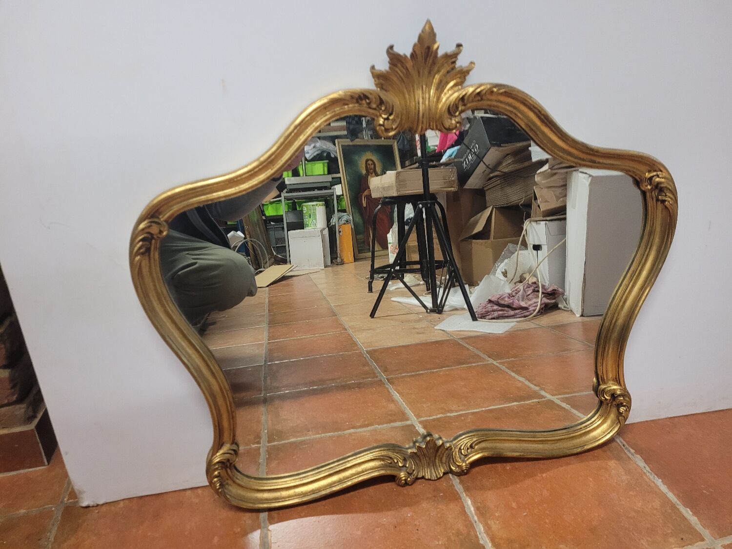 Louis XV style mirror in gilded wood, 80×69 cm
