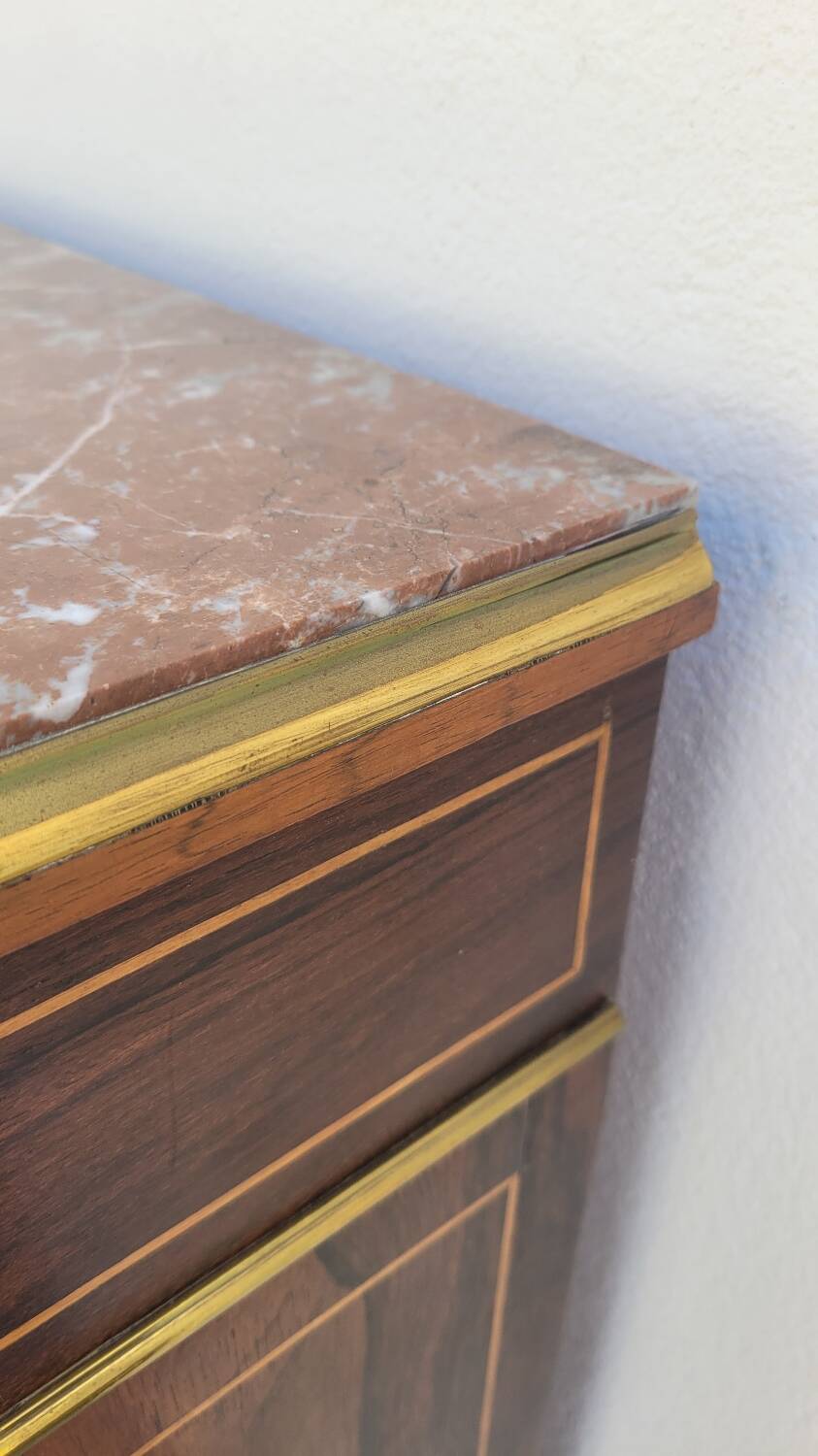 Napoleon III sideboard in floral marquetry and marble 19th century