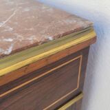 Buffet meuble d'appuie Napoléon iii en marqueterie florale et marbre 19ème