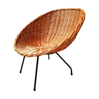 Fauteuil en rotin années 60
