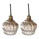 Pair of vintage amber glass pendant lights