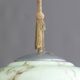 Art Deco Pendant Light with Twisted Stem, Marbled Effect, Metal and Brass - 1930s